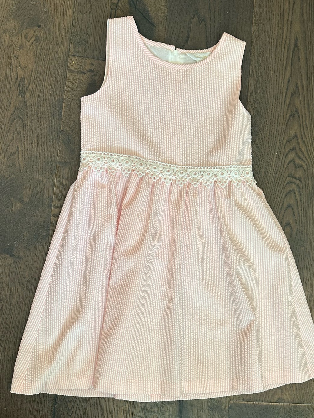 Girls' Pink Lace-Waist Seersucker Dress